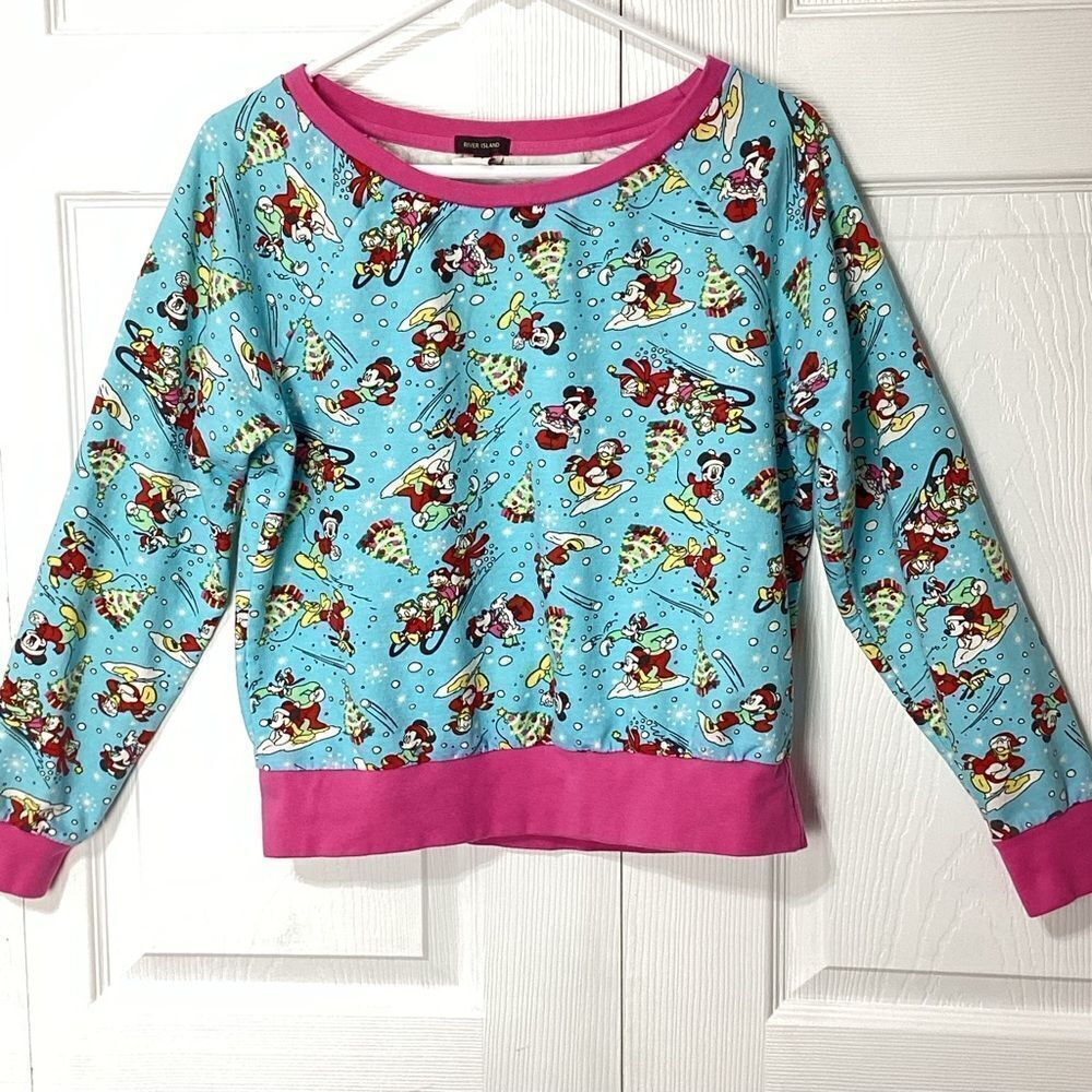 Disney River Island Pajama Top Or Sweatshirt Christmas Winter Theme Mickey